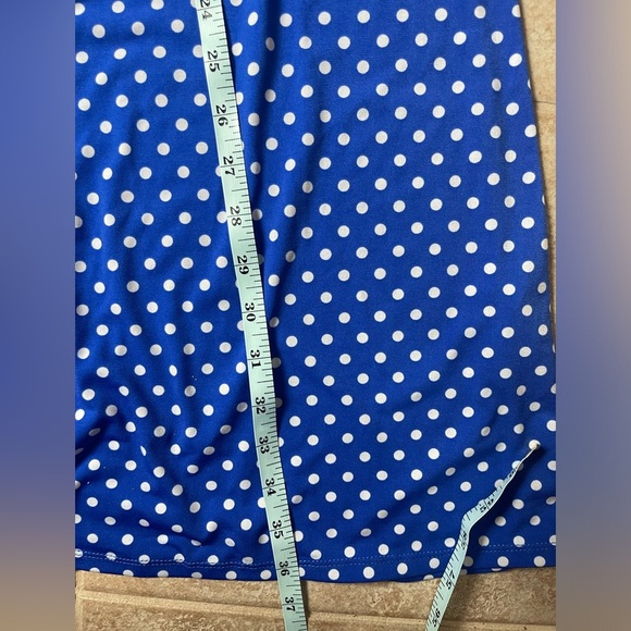 MSK Blue Polka Dot Dress, Size Large - Picture 8 of 9